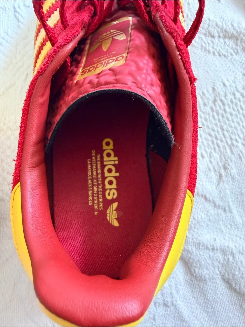 Adidas Red and Yellow Suede Sneakers